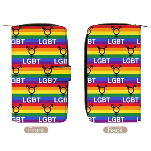 LGBT Rainbow Flag Womens Wallet Travel Long Purse Zippered Clutch Credit Card Holder for Men3