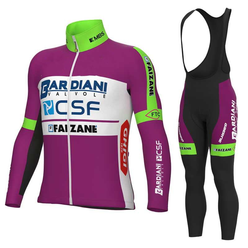 Maillot de manga larga y pantalón con peto para hombre Conjunto de ciclismo de 2 piezas de forro polar cálido para invierno Otoño Secado rápido
