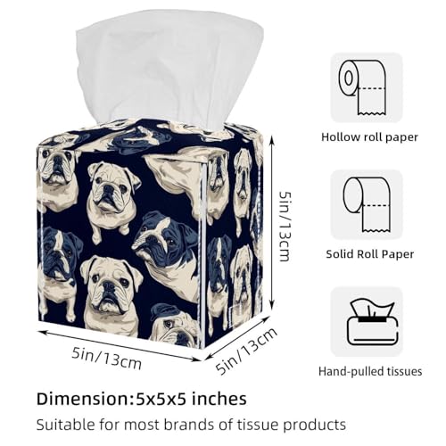 Boîte à mouchoirs Bulldog en cuir salle de bain et table basse de salon