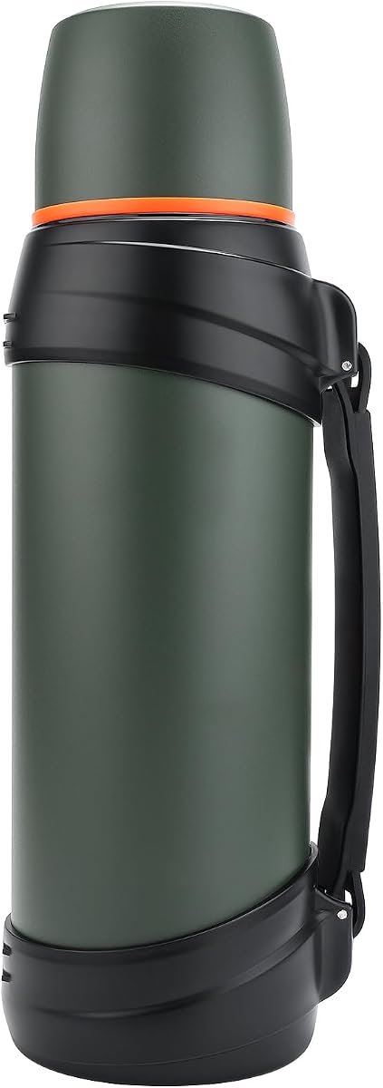 Botella térmica grande de acero inoxidable con aislamiento, color verde, 85 oz/2,5 l | La aspiradora de doble capa mantiene las bebidas frías o calientes Mango sin BPA, portátil para acampar, conducir, lugares de trabajo y camioneros