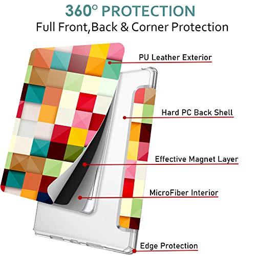 Image of DuraSafe Cases for iPad PRO 12.9 Inch 2nd [ Pro 12.9 2 Generation 2017 ] A1670 A1671 MQEF2HN /A MQED2HN /A MQEE2HN /A MQDC2HN /A Trifold Printed PC Lightweight Protective Clear Back Cover - Color Grid