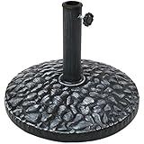 Sunnydaze 23lb Polyresin Patio Umbrella Base - Heavy-Duty Round Resin Outdoor Market Umbrella Stand for Outside - 18-Inch - Gray - Pebble Texture