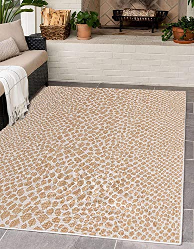 Unique Loom Outdoor Collection Area Rug - Cape Town (5' 3' x 8' Rectangle, Dark Beige/ Ivory)
