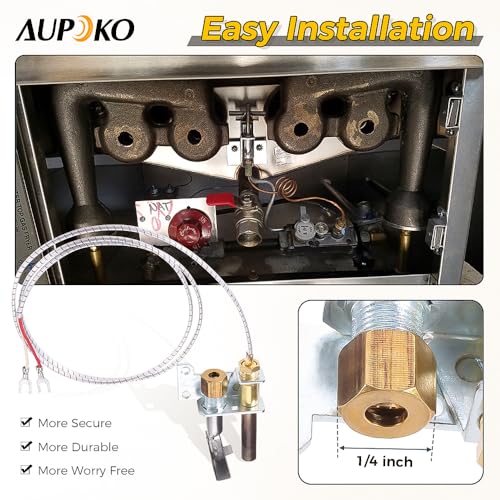 Aupoko Pilot Burner and Thermopile Assembly, 36 inch Aluminum Thermopile 250-750 MV, Pilot Burner are Equipped with Natural Gas & Propane Gas Pilot Orifice for NG/LPG Applications