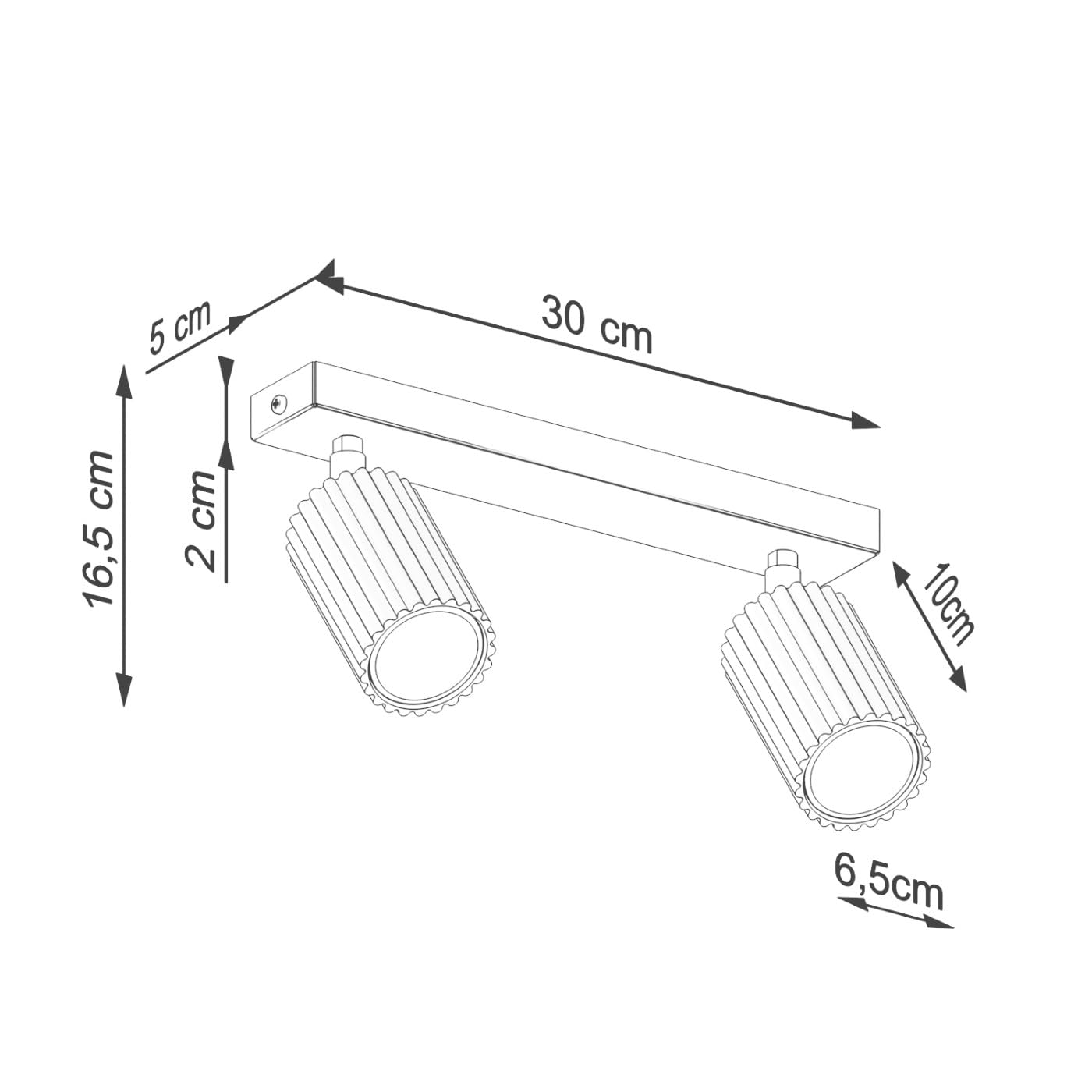 Sollux Lighting Plafoniera Da Soffitto Lampadario In Alluminio 2 Paralumi 30 x 6,5 x 16,5 cm Karbon Beige