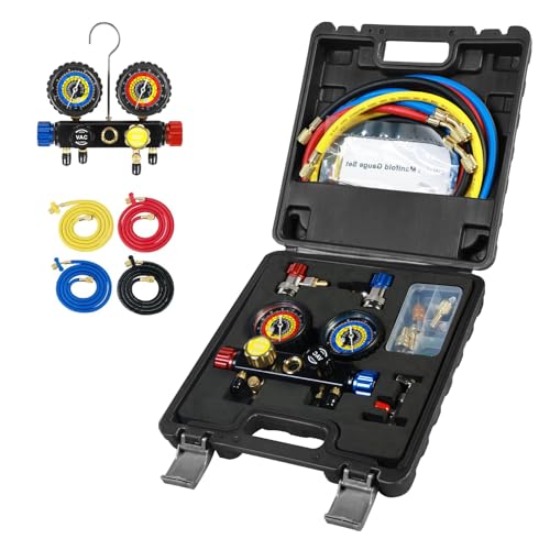 Manifold de Medidores 4 Vías para HVAC Automotriz