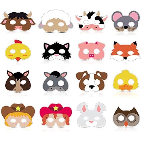 16 Piece Farm Animal Masks for Parties Cover