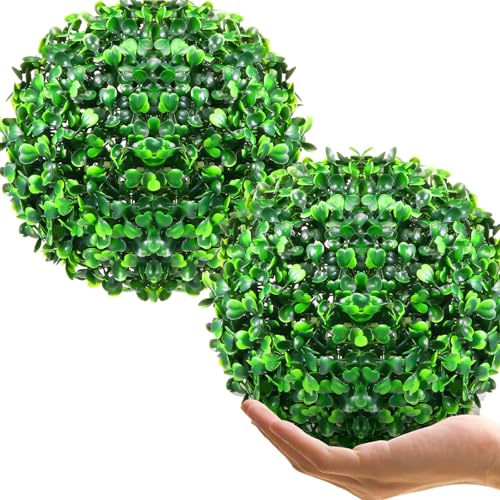 Hotop Artificial Plant Topiary Ball 4 Layers Garden Spheres Boxwood Balls Artificial Topiaries Spheres Decorative Plants for Backyard, Balcony, Garden, Indoor Outdoor Decor(2 Pcs,7 Inches)