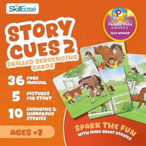 SkillEase Story Cues 2 Skilled Sequencing Cards, Speech Therapy Materials, Social Skills Game, English Language Learners Games, Storytelling Cards, Sentence Building and Picture Cards - Image 3