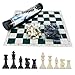 GETORIUM Tournament Chess Set: Portable and Professional Set with Travel Portable Plastic Tube Roll. Plastic Staunton Chess Pieces, Foldable Vinyl Chess Board.(Green, 13X13IN)
