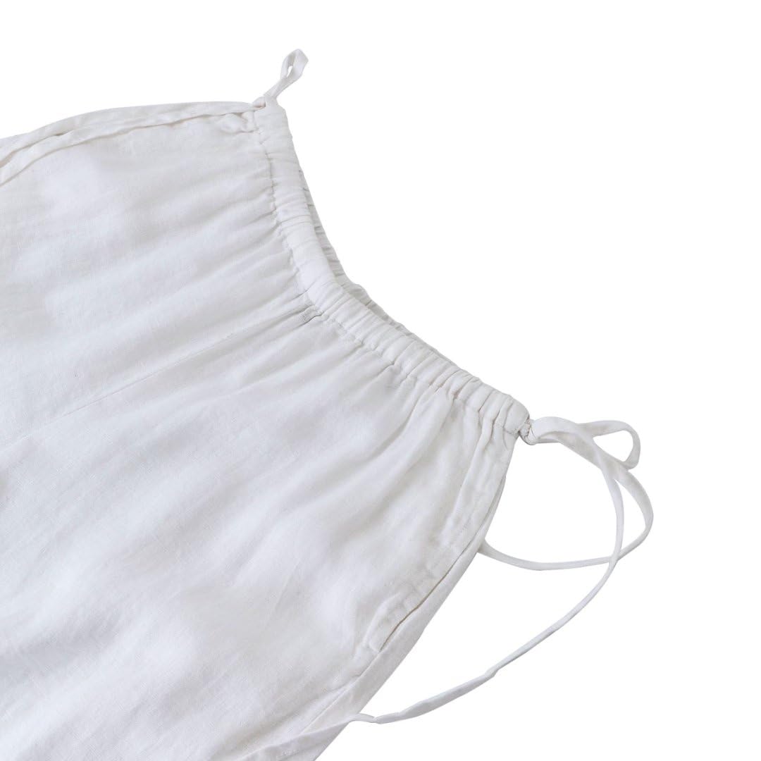Amazhiyu Pantaloni da donna 100% lino estivi casual a gamba larga con tasche a palazzo