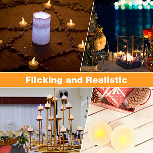Image of KOABY 100 Pack Warm Yellow LED Tea Lights, Last 100H+ | Flickering Flameless Battery Operated Tea Lights for Decor