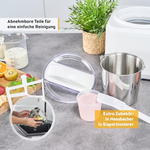 TZS First Austria Eismaschine | 1,5L | Kompressor | Entnehmbarer Edelstahl Behälter | Rezeptheft | LCD-Bildschirm | Eiscreme & Joghurt | Kühlhaltung – Bild 5