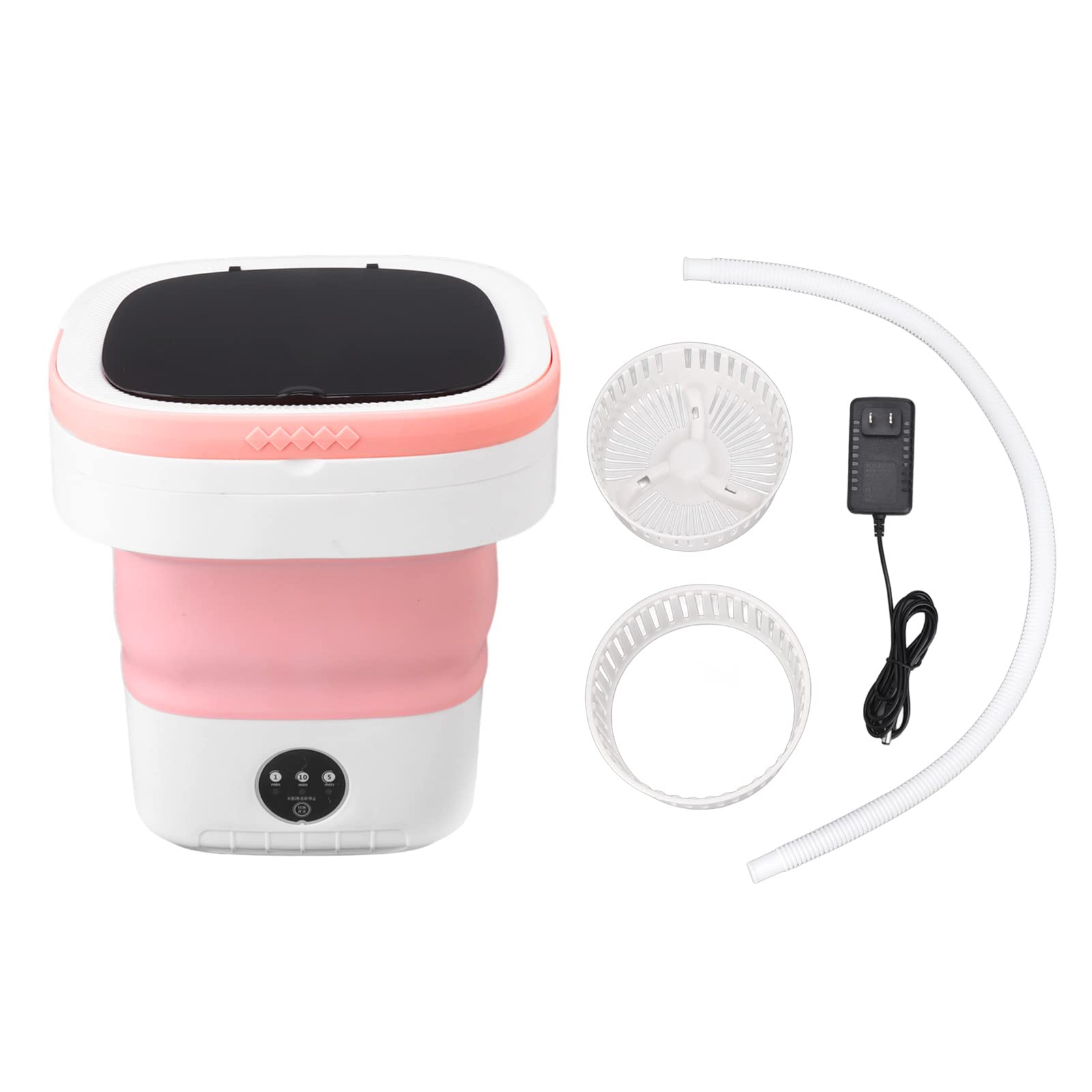 Dpofirs Mini Lavadora Plegable Diseño Plegable de 7,5 L, Mini Lavadora Portátil Funcionamiento Totalmente Automático Función de Secado Suave para Ropa Interior (Rosa)