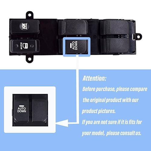 Miniatura 4 de Interruptor maestro de elevalunas eléctrico delantero izquierdo lado del conductor se adapta a 2011 2012 2013 Kia Soul reemplaza 93570-2K010WK