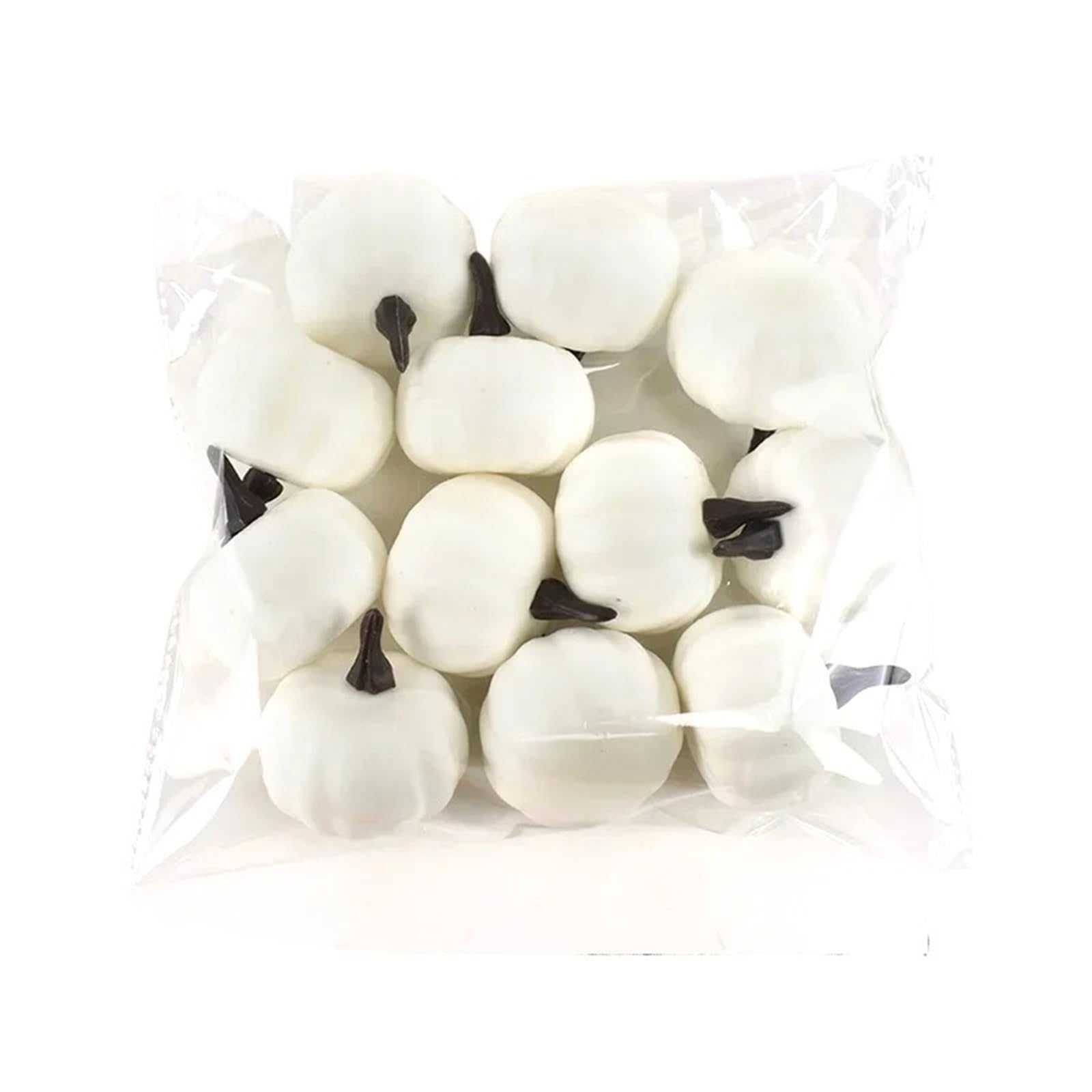 LUYSGBXR Fake Vegetable 12pcs Mini Artificial Pumpkin Decor Simulation Vegetable DIY Craft Halloween Home Party Decoration(White)