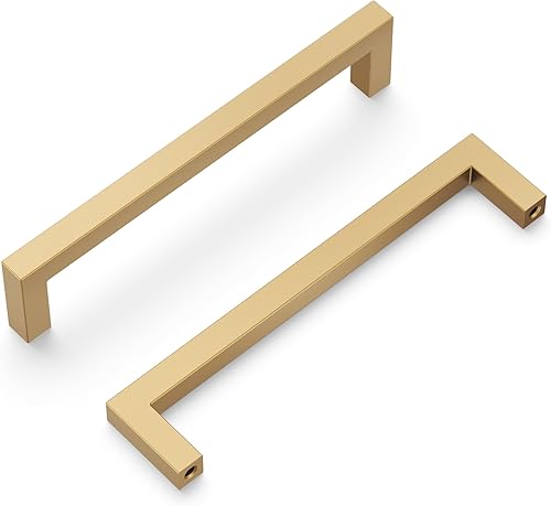 Miniatura 1 de NEIKO Heritage Designs - Tirador contemporáneo de 5-116 pulgadas (5.039 in) de centro a centro, acabado de latón cepillado (paquete de 10)