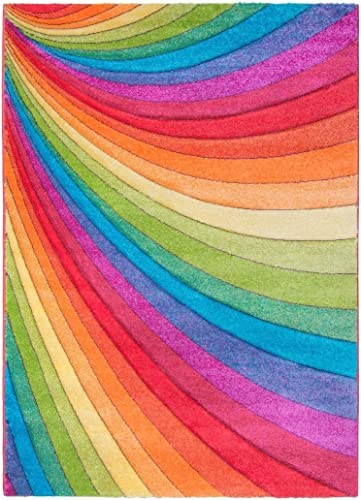 Rugs Supermarket Candy Multicoloured Rainbow Design Rug. Available in 6 Sizes (80cm x 150cm)