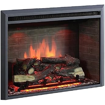 Balderia Calida Electric Fireplace, 26 Inches, Built-in Fireplace with | Crinkle effect, 2 heat settings, remote control