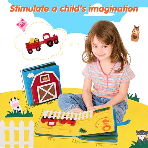 Image of Montessori Farm Busy Book for Toddlers,Montessori Toy for 3 4 5 Years Old Boy Girl-Busy Quiet Book with Life Skills, Color Sorting, Counting Number, Autism Sensory Toy for Airplane Travel