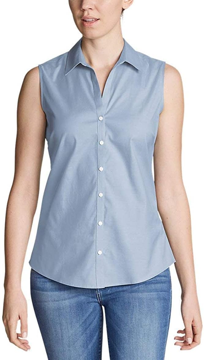 Women's Wrinkle-Free Sleeveless Shirt - Solid Chambry Blue S