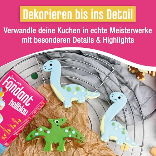 DECOCINO Fondant Hellblau – 250 g – ideal zum Verzieren von Kuchen, Torten, Cupcakes – Palmölfrei & vegan