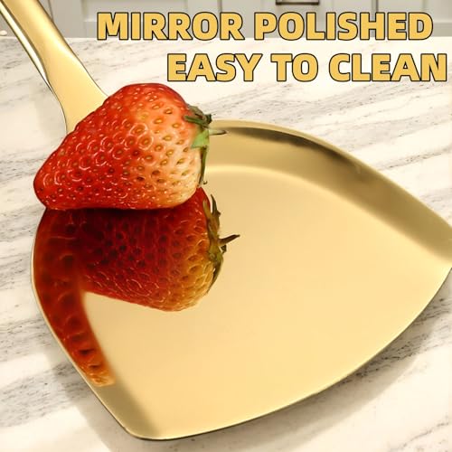 Novellus Stainless Steel Gold Kitchen Utensils Set with Holder, 7pcs Kitchen Accessories for Cooking, Household Utensils Includes Soup Ladle, Spatulas, Slotted Spoon, Pasta Spoon, Black & Gold - Thumbnail 4