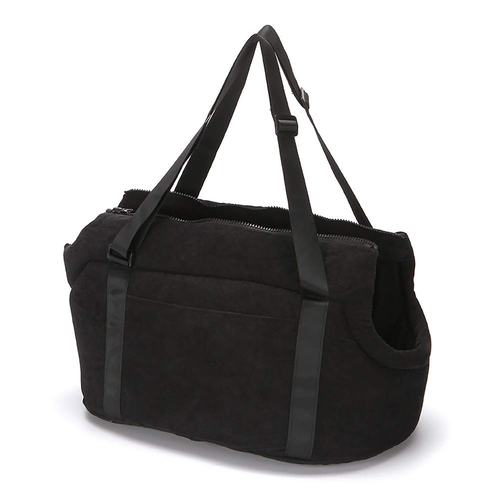 LeerKing Dog Carriers for Small Dogs Lightweight Pet Tote Bag with Pocket Warm Sponge Soft Sided Puppy/Cat/Bunny Purse Bag for Walking, Subway, Shopping, Hiking, Traveling Black-Cotton
