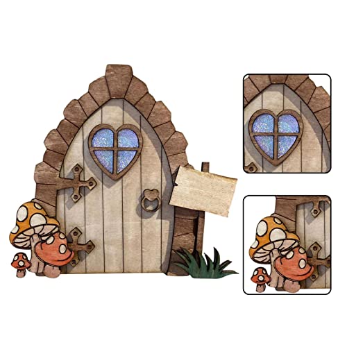 Porta de jardim de fadas – Ornamento de portas de fadas de madeira para Páscoa, decoração de paisage