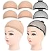 FANDAMEI 6 Pièces Cap de Perruque Bonnet Perruque Femme Nylon Wig Cap Élastique Chapeau de Perruque pour Femmes et Hommes 4 Cap de Perruque beige naturel en Nylon + 2 Noires Filet à Cheveux
