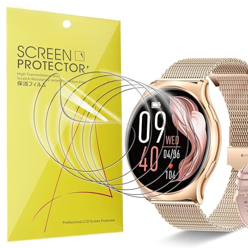 Compatible with SOGRACE Smartwatch Screen Protector, Lamshaw Full Coverage TPU Clear Film Compatible with SOGRACE i102 Smartwatch/INNOFOVO Smartwatch-1.43 Inches (TPU-6 Pack)