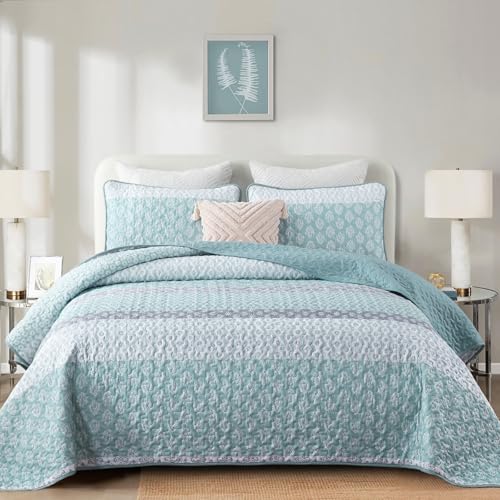 Colcha bohemia a rayas Cottolester Aqua edredón king de microfibra premium 3