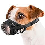 Mayerzon Mesh Muzzle for Small Medium Dogs Anti-Biting, Focus on Short Snout Dogs, Opening Front Muzzle for Jack Russell Terrier Dachshund, Breathable Fabric, Allow Panting, for Grooming Vet Visits