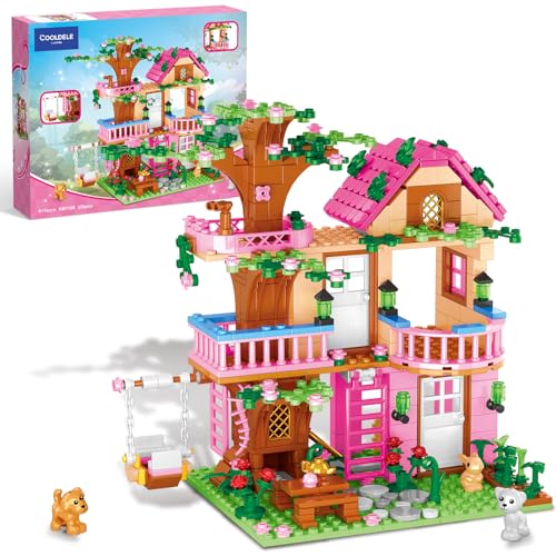 Cooldele Tree House Building Set for Girls 558PCS STEAM Forest Treehouse Building Blocks Set with Animals Birthday Gifts for Kids Girls Boys Ages 6 7 8 9 10 11 12+