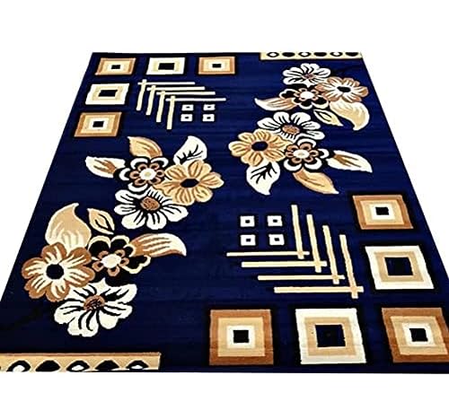 Image of Fine Wool Rectangular Carpet for Living Room, Bedroom and Hall (Color BLUE /3S Size 6 x 8 feet)