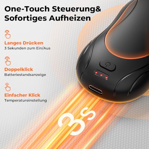 VOSFEEL Elektrischer Handwärmer 2er-Pack, Handwärmer Magnetische Tragbare 6000mAh, 3 Einstellbaren Heizmodi USB Wiederaufladbar… – Ansicht 3