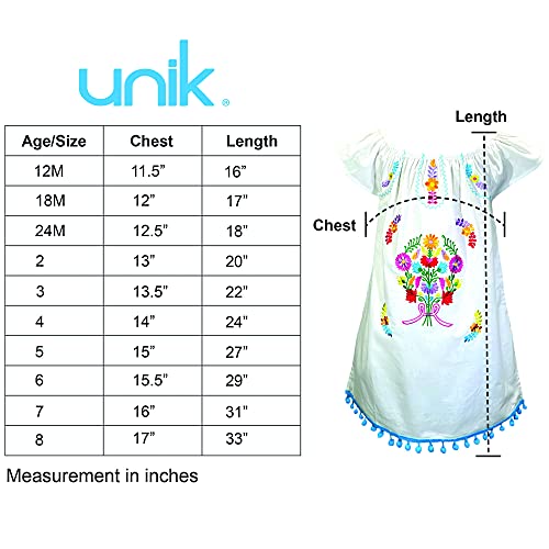 Unik Infants And Little Girls Traditional Mexican Embroidered Cotton Dresses Mint Size 7 #TOP5