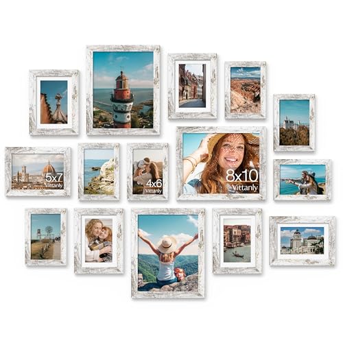 Vittanly 15 Pack Picture Frames Collage Wall Decor for Mounting