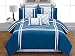 8 Piece Jasper Blue Embroidery Bed-in-a-bag Comforter Set King