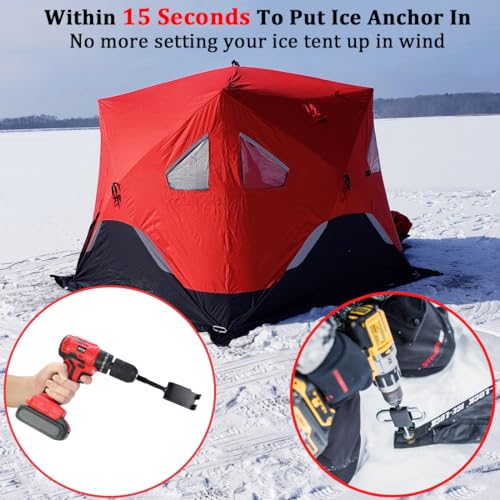 image for Huntury Ice Anchor Power Drill Adapter for Ice Fishing Shelter, Ice An