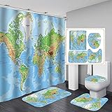 Estilo: juego de cortina de regadera con diseño de mapa del mundo, tecnología de impresión de alta calidad, que te da confianza y esperanza para la vida futura. Lavar a máquina y secar al aire. No usar blanqueador ni secar. Utilizamos nueva tecnología de impresión digital, que no se decolora y es duradera.
