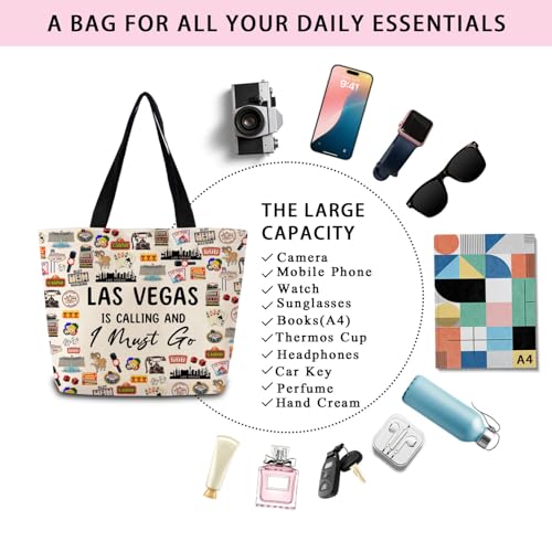 Bolso tote 'Las Vegas Is Calling', bolso de hombro y mano estético, ligero y lavable, ideal para compras y viajes, regalo para mujeres y amigas miniatura 7
