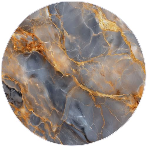 Lines Marble Texture Round Rugs 8 ft, Grey Short lint