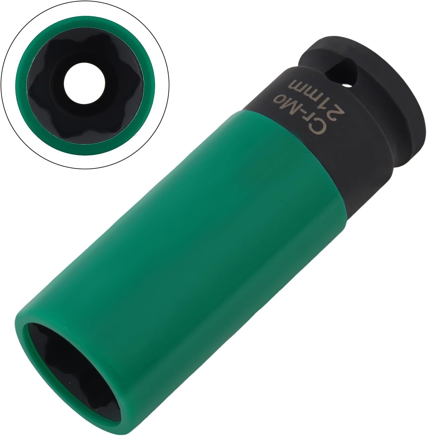 1/2-Inch Drive Lug Nut Socket Flower Head Replacement for Mercedes Vehicles S Series, Cr-Mo Steel, Non-Marring Sleeve, Impact Deep Lug Nut Socket (21mm)