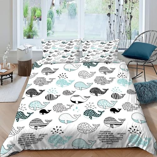 Housse de couette baleines parure de lit microfibre 220x240cm