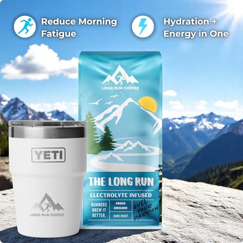 Image of Long Run Coffee - Hydrating Coffee with Electrolytes - All Natural Energy + Hydration + Recovery for Athletes - Stomach Friendly Electrolyte Coffee for Runners (5 lb, Dark Roast)