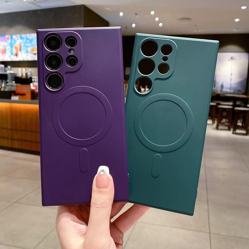 Miniatura 7 de Funda magnética para Galaxy S22 Ultra compatible con Magsafe silicona líquida delgada de TPU a prueba de golpes, funda protectora de lente de cámara