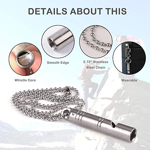 Autuveen Titanium Outdoor Emergency Whistle,Edc Loud Whistle Necklace For Women Men,Survival Signal Whistles With Lanyard For Camping Hiking Sports Dog Training(2Pcs) #TOP4