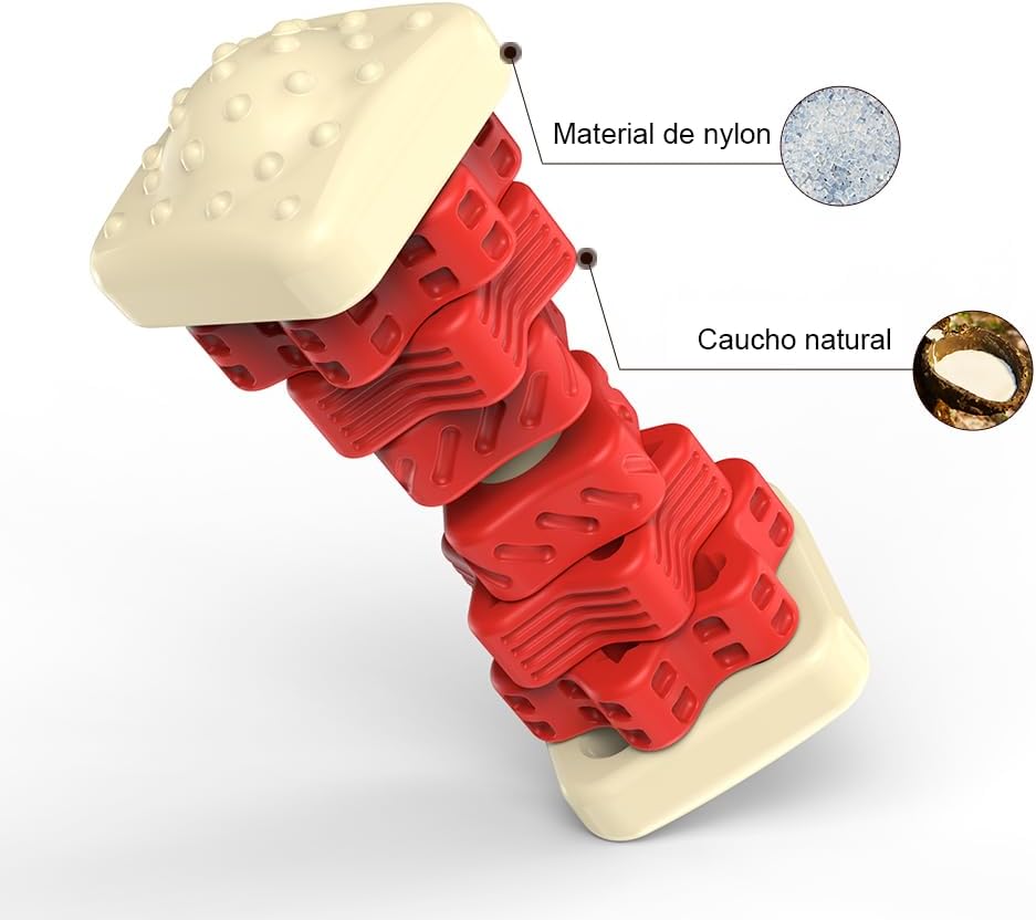 Indestructible Dog Toys - Natural Rubber Heavy Duty Chew, Dental Cleaning, Anti-Stress and Interactive Teether for Large and Medium Dogs (Red) 4