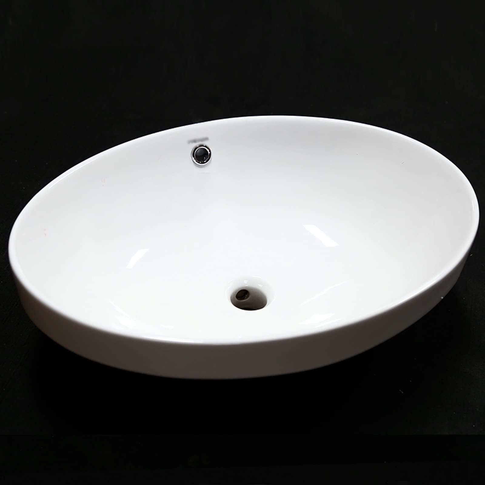 Zlewozmywak łazienkowy biały owalny zlew łazienkowy miska częściowo wpuszczana nad blatem ceramiczny zlew 56 cm x 40 cm ceramiczny blat łazienka umywalka umywalka statek zlew